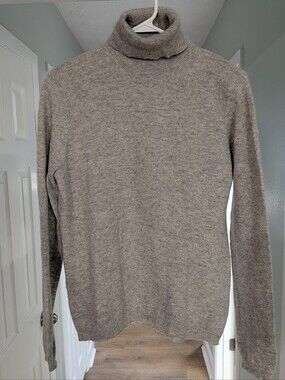Ralph Lauren Light Grey Gray Marbled Heather Turtleneck Sweater 100% Cashmere M